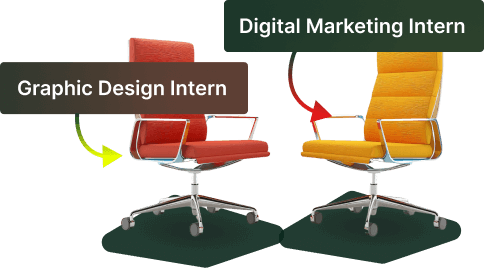 Red Yellow 2 empty chair for hiring position in zellyo digital agency