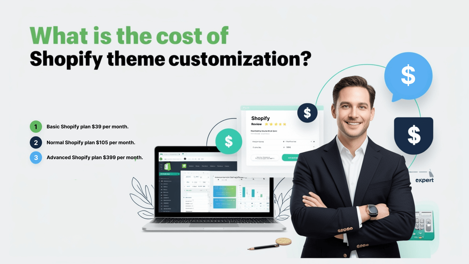 A professional showcasing Shopify theme customization on a laptop, highlighting design elements and user interface options.